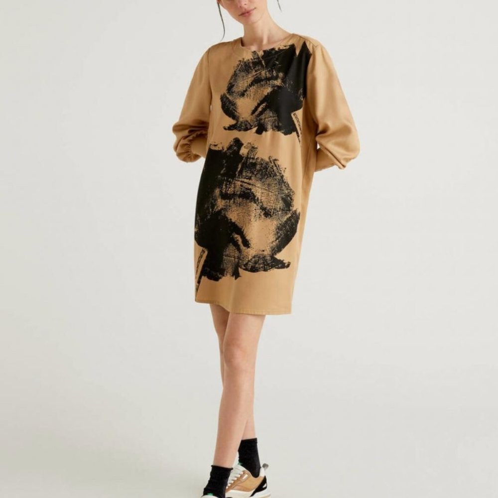 United Colors of Benetton Dress with Puff Sleeves